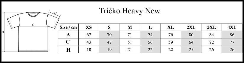 velkost tricka heavy new